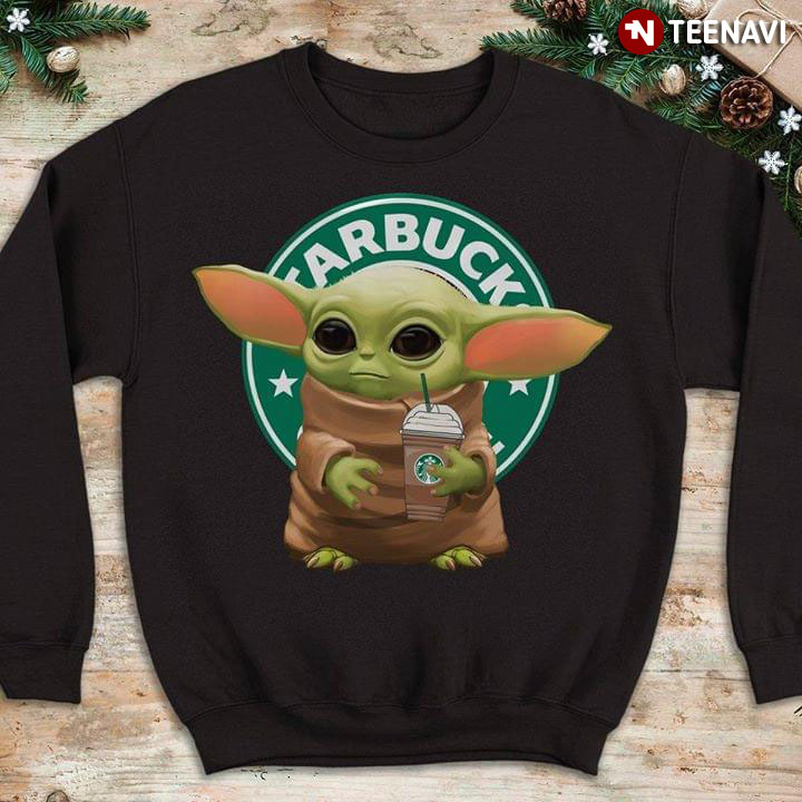Baby Yoda Holding Starbucks Coffee