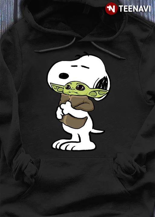Snoopy Hugging Baby Yoda
