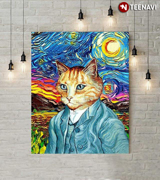 Creative Man With Cat Head Painting