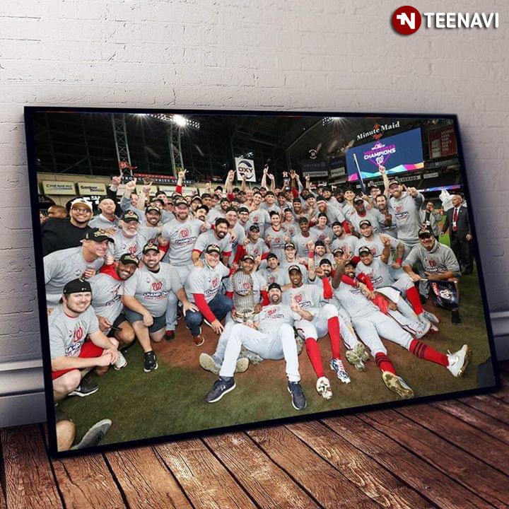 The Washington Nationals celebrate after Game 7 of the baseball World Series against the Houston Astros