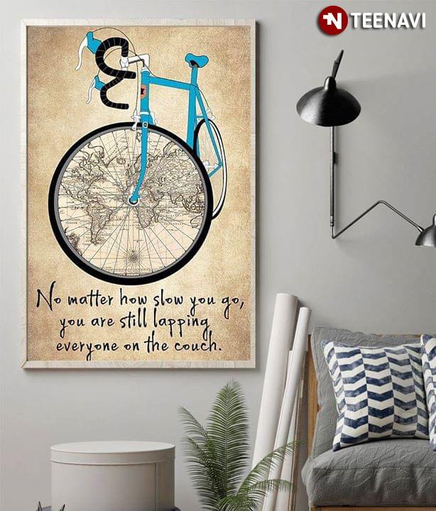 Blue Bicycle With Map No Matter How Slow You Go You Are Still Lapping Everybody On The Couch