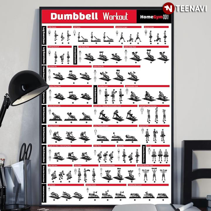 Dumbbell Workout Home Gym 101 Leg Arm Chest Shoulder & Back Exercises