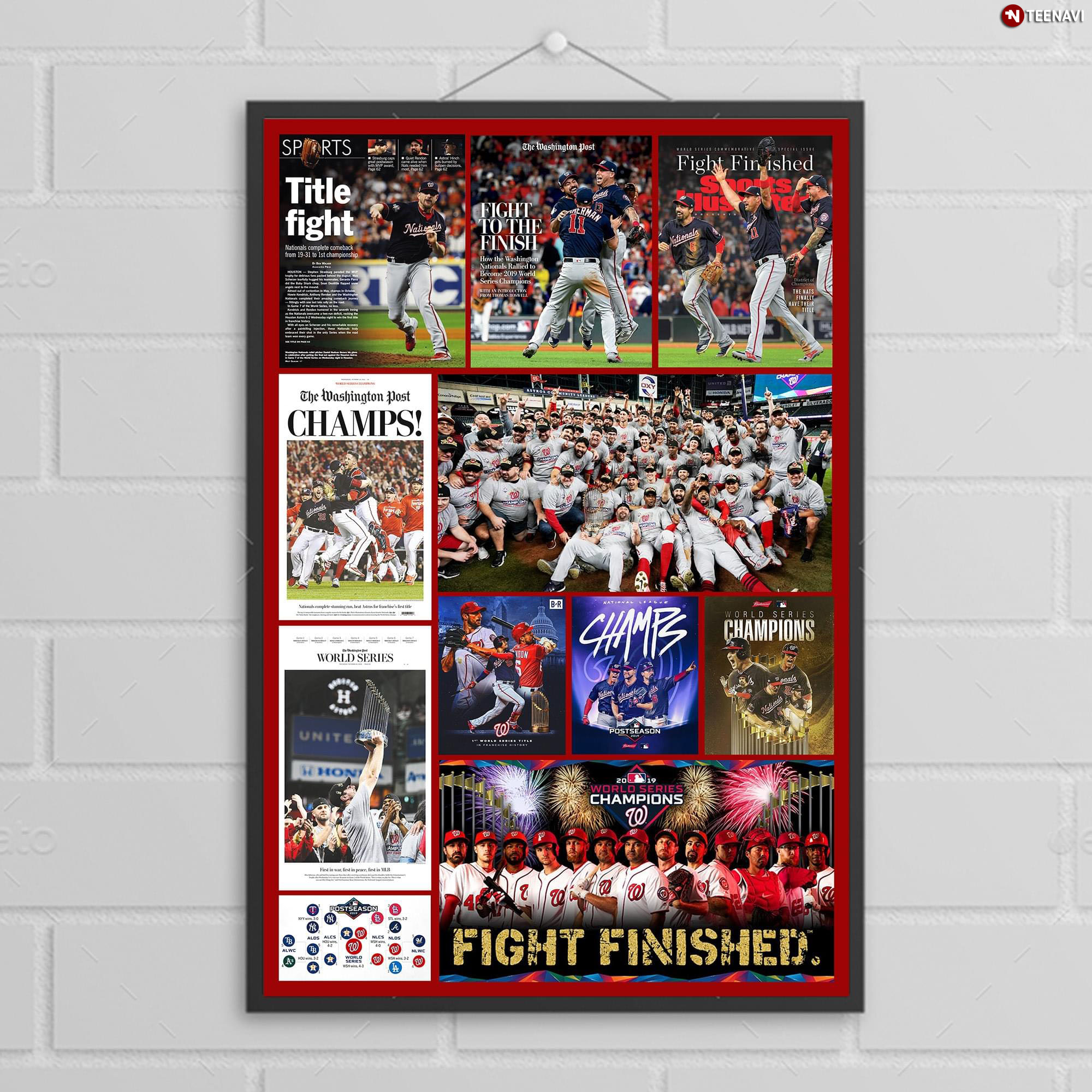 Major League Baseball Washington Nationals 2019 World Series Champions Newspaper Collage Fight Finished