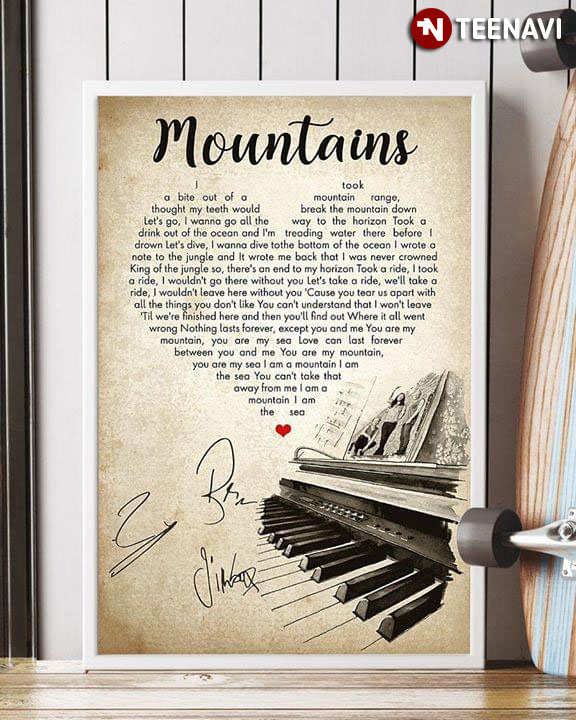 Mountains Lyrics With Heart Typography Piano And Biffy Clyro Signatures