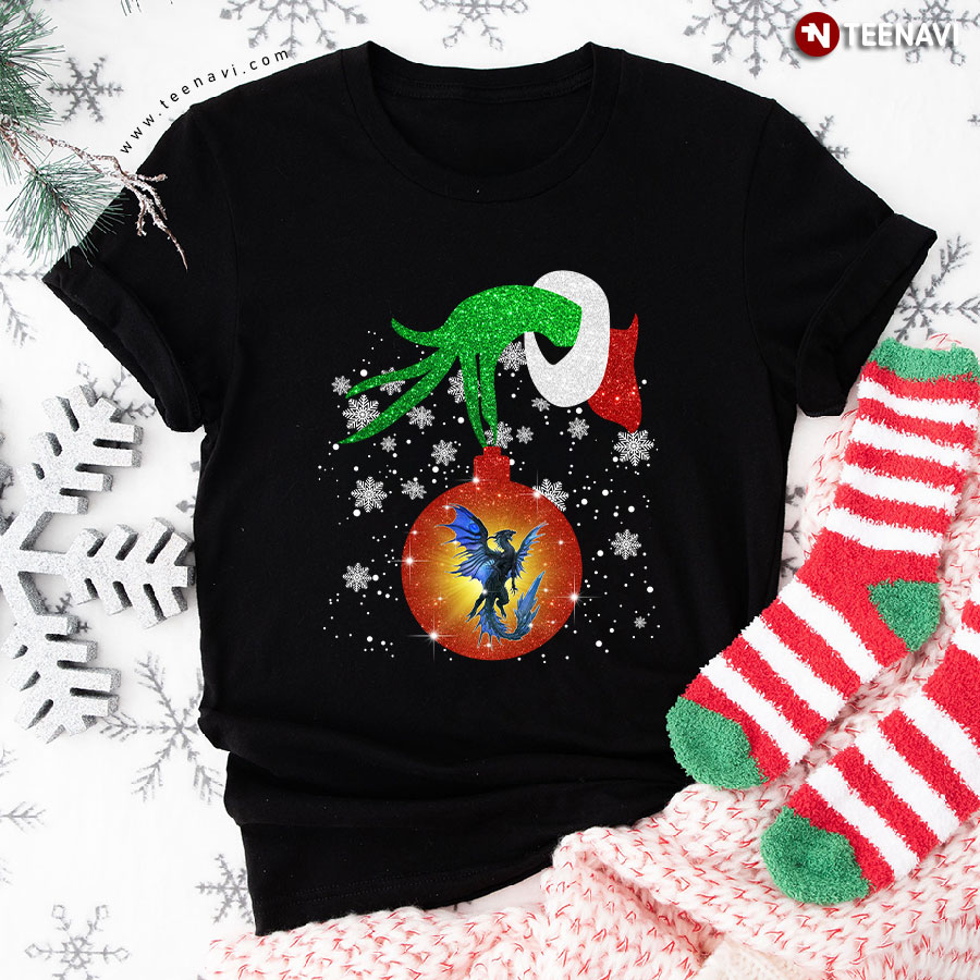 Grinch Hand Holding Dragon Christmas T-Shirt