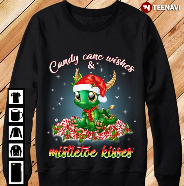 Dragon Candy Cane Wishes & Mistletoe Kisses Christmas