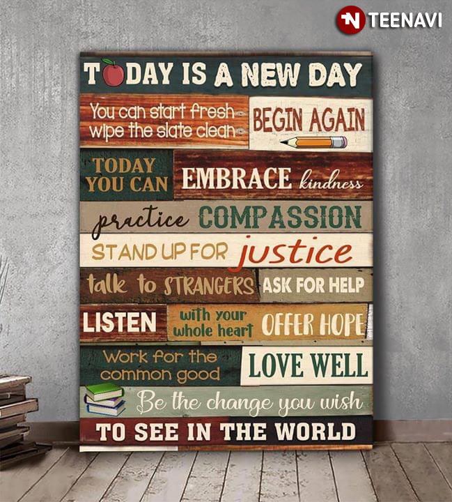 New Day Knowledge Poster You Can Start Fresh Wipe The Slate Clean & Begin Again Canvas Wall Art Teaching and Learning AMD PRINT New Day Knowledge Wall Decor