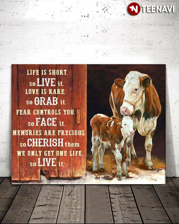 Brown & White Cows Life Is Short So Live It Love Is Rare So Grab It Fear Controls You So Face It
