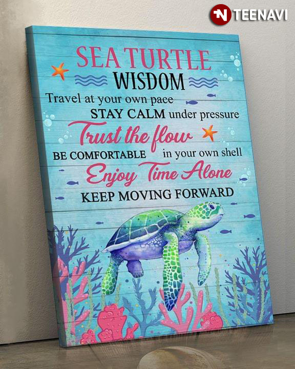 Funny Sea Turtle Wisdom Travel At Your Our Pace Stay Calm Under Pressure Trust The Flow Be Comfortable In Your Own Shell
