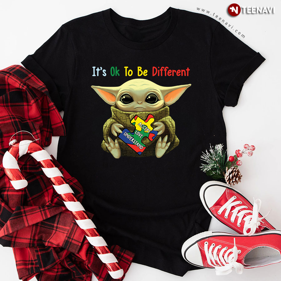 Baby Yoda It's OK To Be Different Autism Awareness T-Shirt