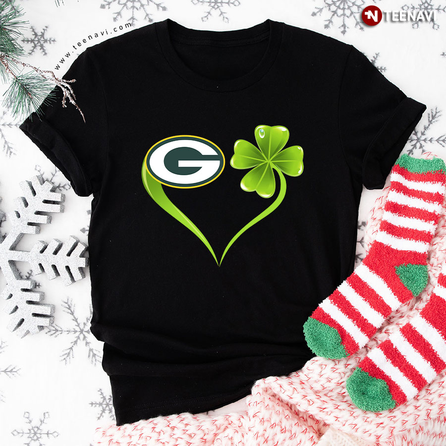 Irish St Patrick Day Shamrock Heart Football Team Green Bay Packer T-Shirt