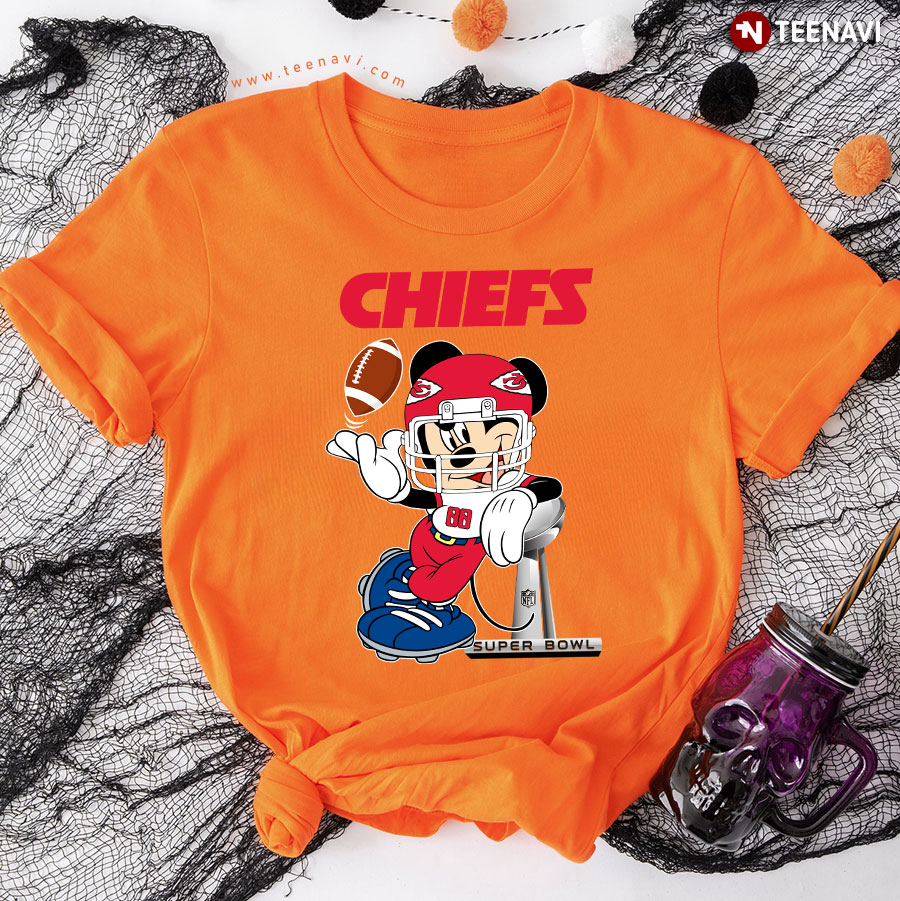 Mickey Mouse Kansas City Chiefs Super Bowl Cup Vince Lombardi Trophy T-Shirt