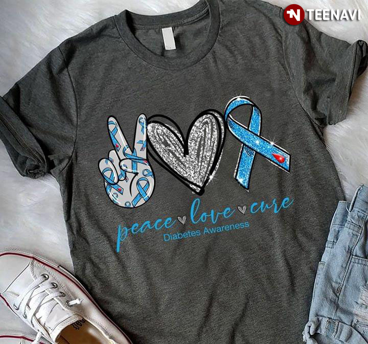 Peace Love Cure Diabetes Awareness Grey Version