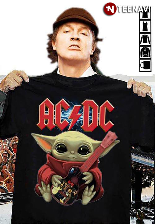 tuberculosis Swipe proposition The Mandalorian Baby Yoda Guitar AC/DC T-Shirt - TeeNavi