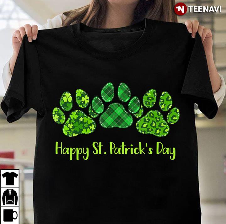 Leopard Print Three Dog Paws Happy Saint Patrick's Day Gift