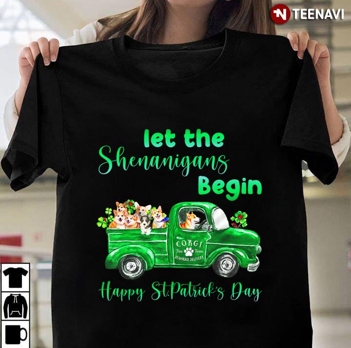 Irish Let The Shenanigans Begin Corgi Drive Green Truck St Patrick