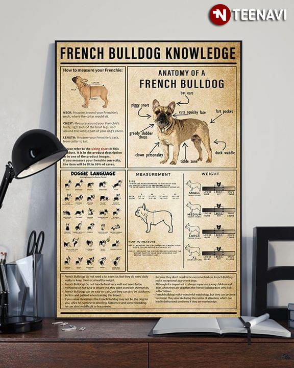 French Bulldog Knowledge Poster Poster Art Print Gift For Your Parent