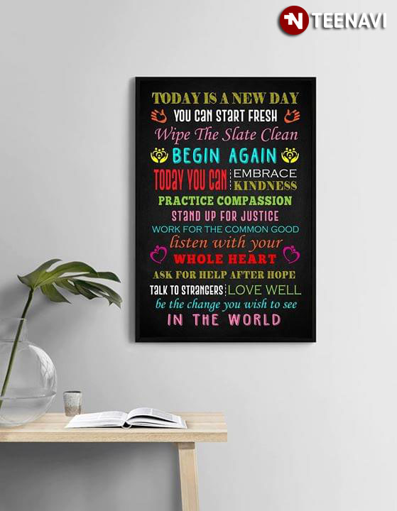 New Day Knowledge Poster You Can Start Fresh Wipe The Slate Clean & Begin Again Canvas Wall Art Teaching and Learning AMD PRINT New Day Knowledge Wall Decor