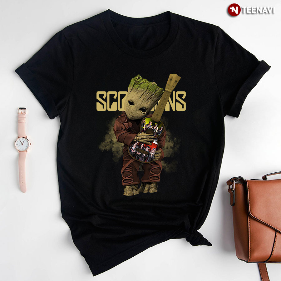 Baby Groot Hug Scorpions Guitar T-Shirt
