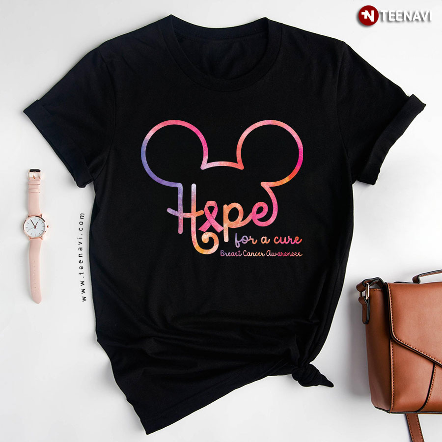 Disney Mickey Mouse Hope For A Cure Breast Cancer Awareness T-Shirt