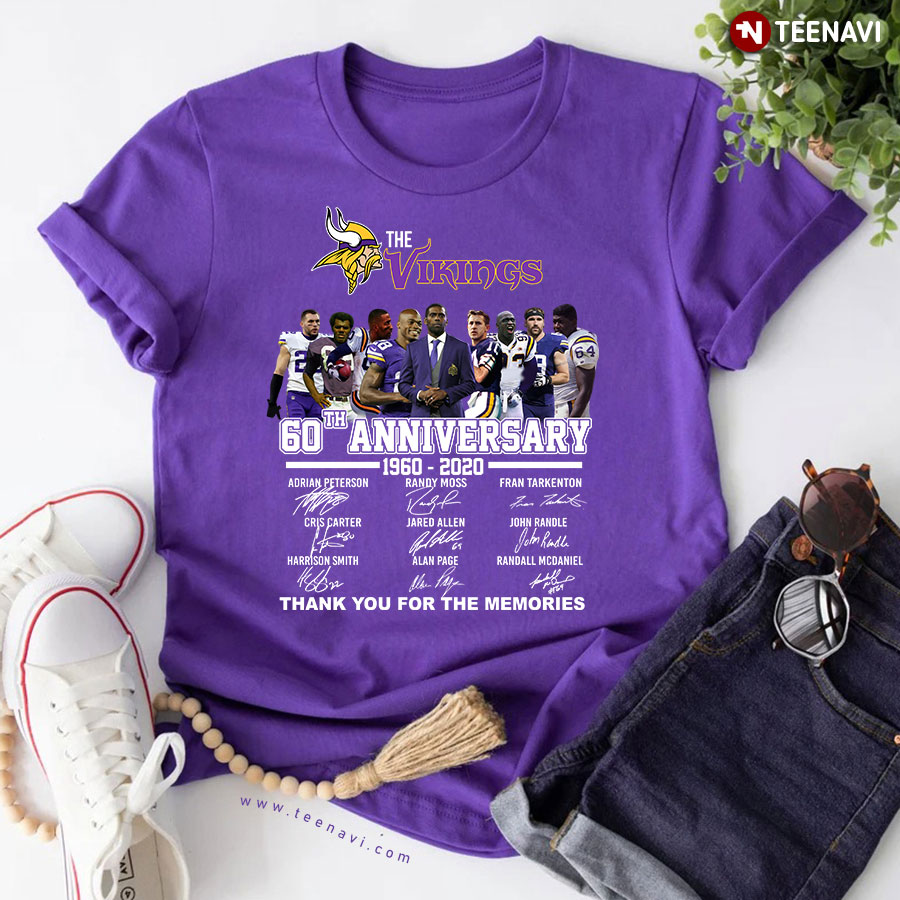 The Vikings 60Th Anniversary 1960-2020 Thank You For The Memories T-Shirt