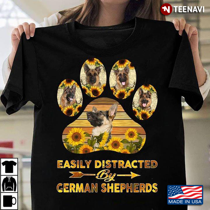 Easily Distracted By German Shepherd Sunflower
