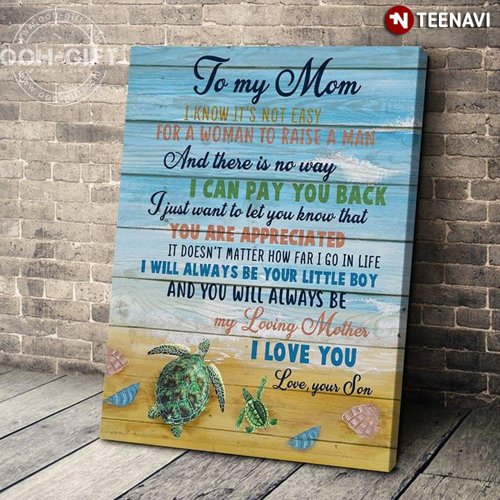 New Version Sea Turtle Mom & Son To My Mom I Know It’s Not Easy For A Woman To Raise A Man And There Is No Way I Can Pay You Back
