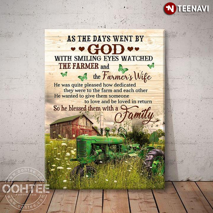 Big Green Tractor & Green Butterflies As The Days Went By God With Smiling Eyes Watched The Farmer And The Farmer's Wife