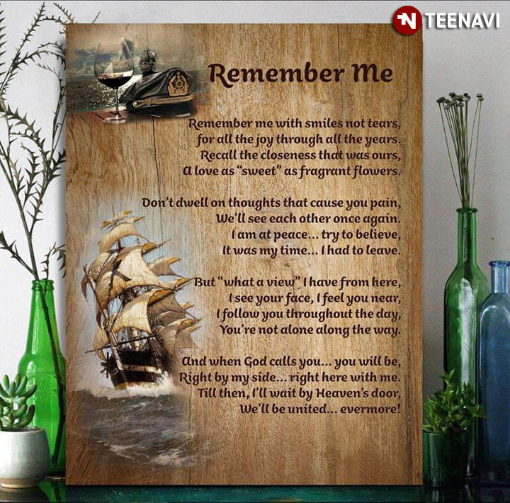 Captain Navy Hat Remember Me Remember Me With Smiles Not Tears For All The Joy Through All The Years