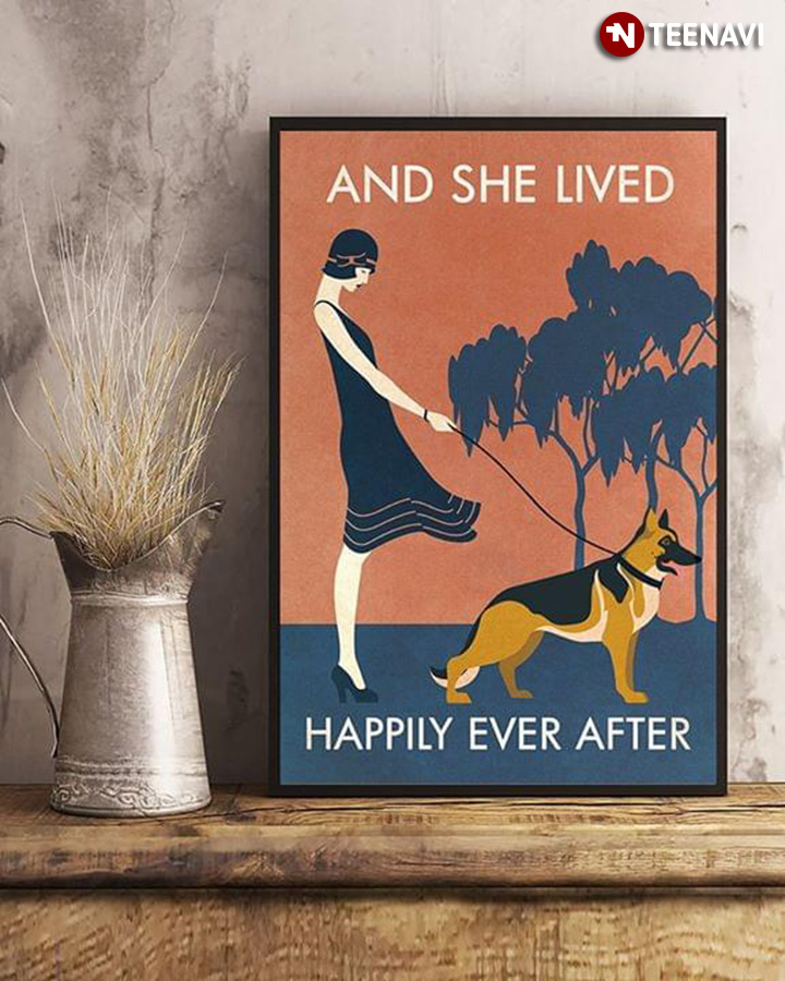 Vintage Girl With German Shepherd And She Lived Happily Ever After