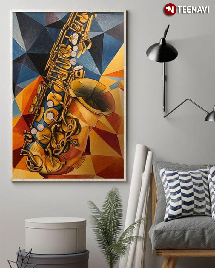 Vintage Abstract Saxophone Painting