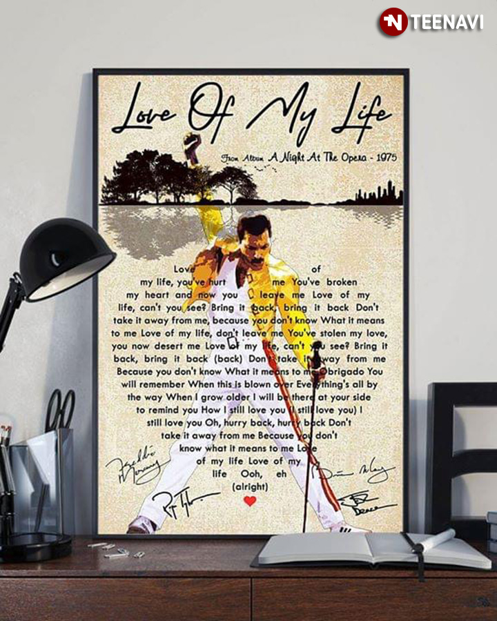 Rock Music Queen Lyrics Love Of My Life poster - Blinkenzo