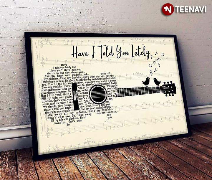 Have I Told You Lately Heart Song Lyrics Guitar Wall Decor Canvas 