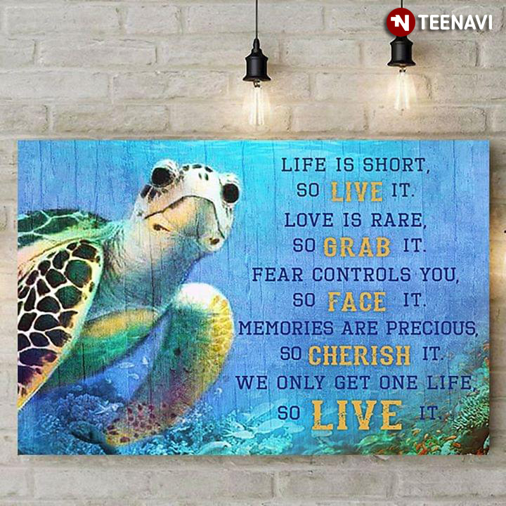 Ocean Turtle Life Is Short So Live It Love Is Rare So Grab It Fear Controls You So Face It