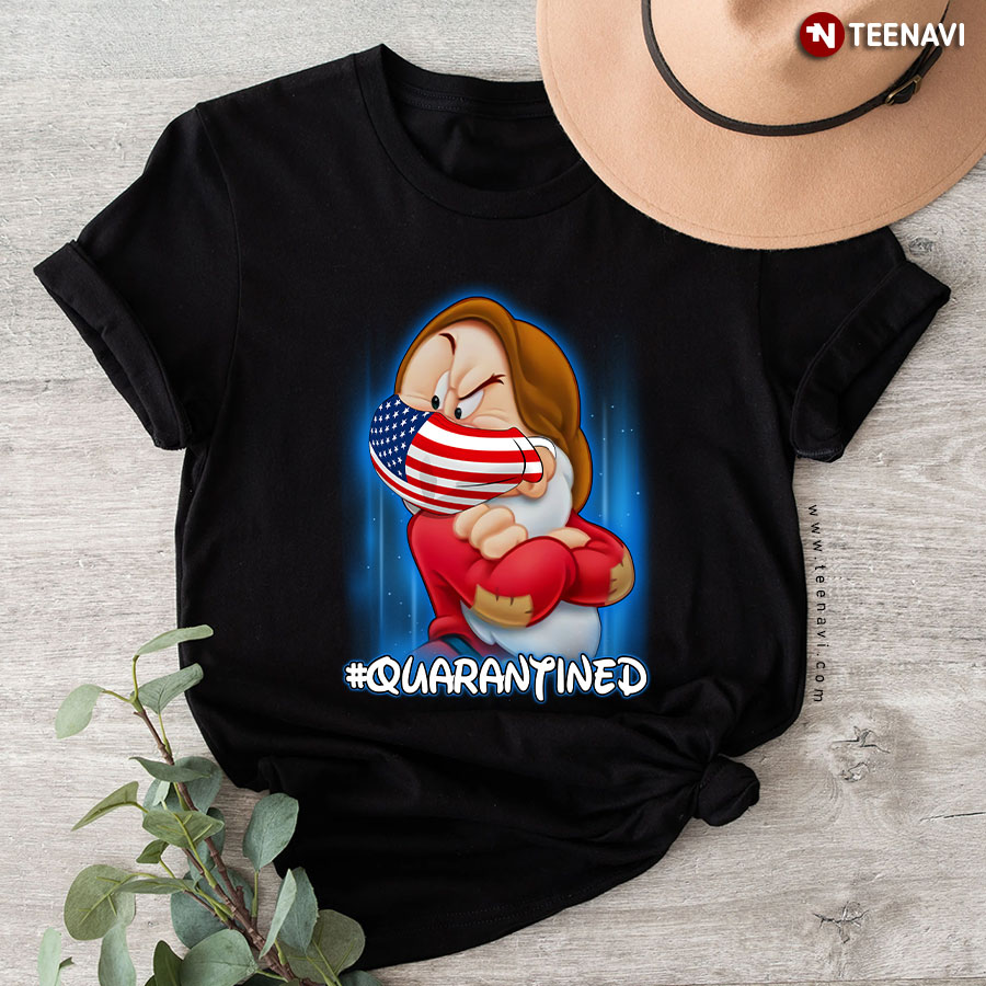Grumpy Dwarf American Flag Face Mask #Quarantined COVID-19 T-Shirt