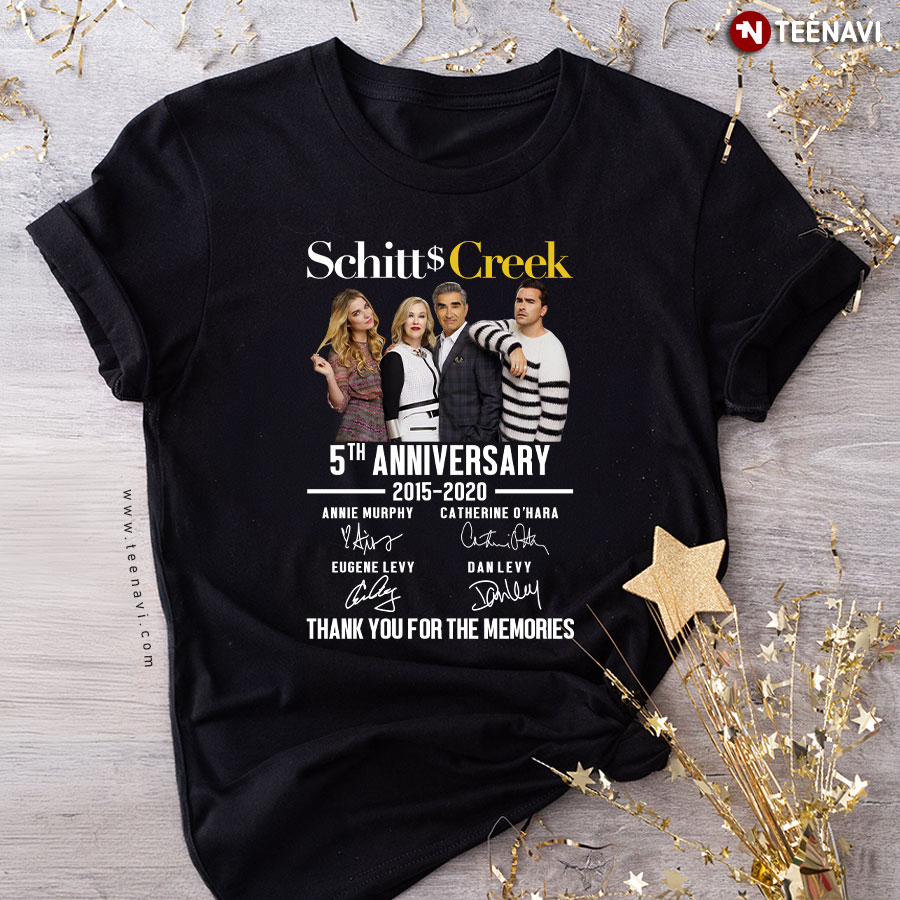 Schitt's Creek 5th Anniversary 2015-2020 Signatures Thank You For The Memories T-Shirt