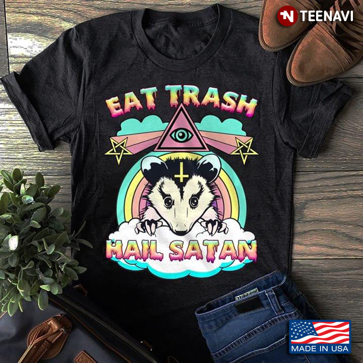 Eat Trash Hail Satan Occult Pentagram Possum