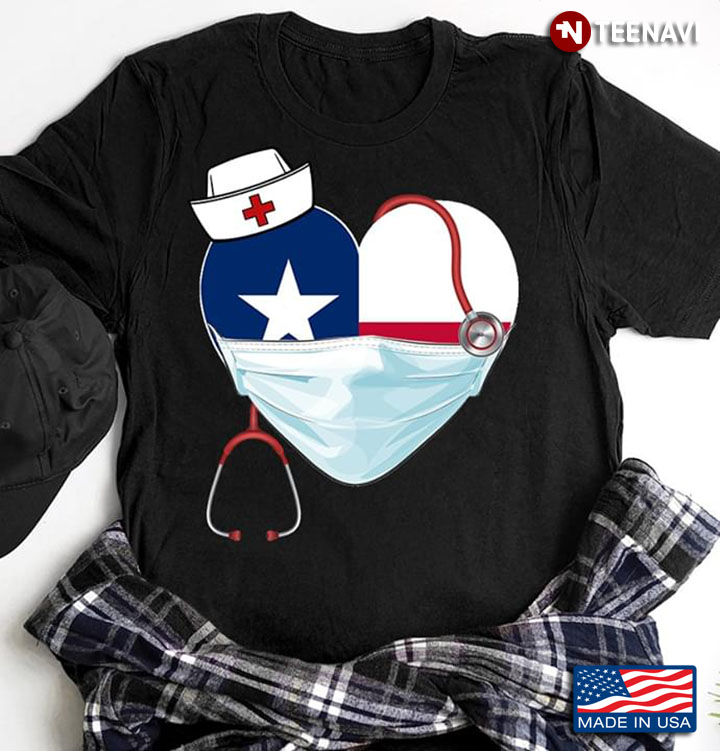 Nurse Stethoscope Heart Texas Flag COVID-19