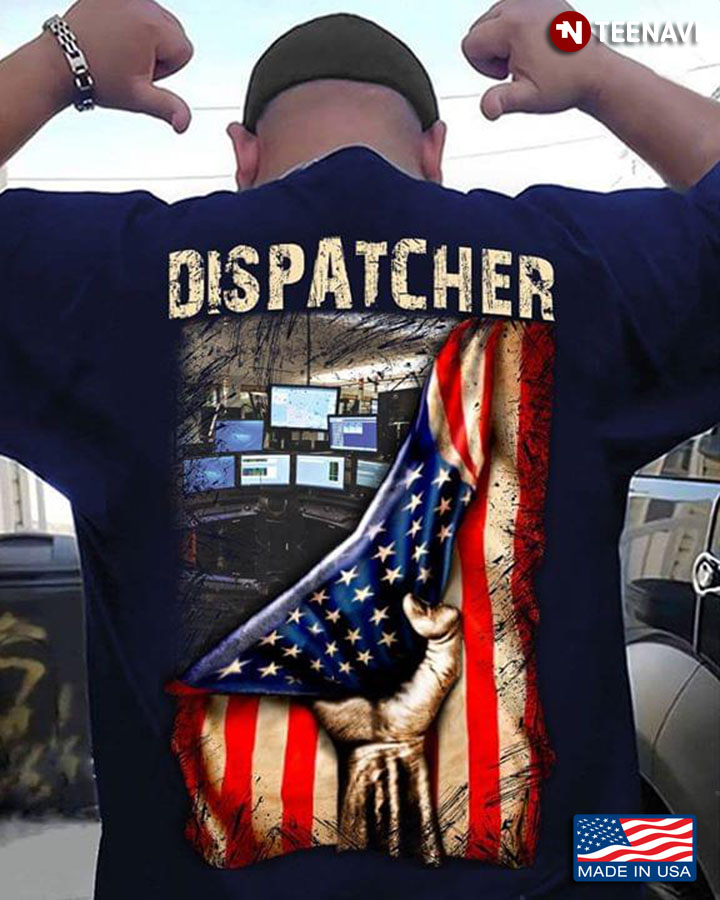 Dispatcher Behind American Flag