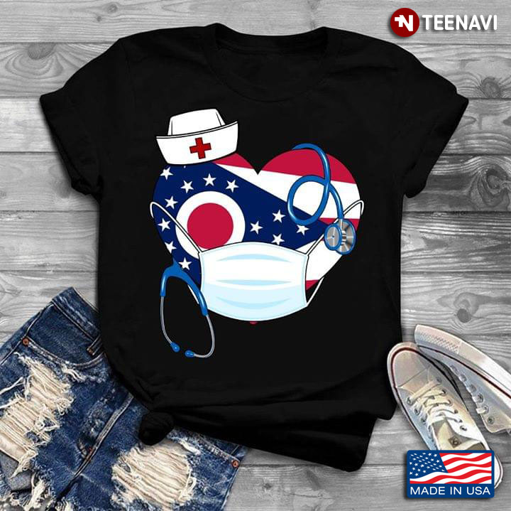 Ohio State Flag Heart Nurse Coronavirus Pandemic