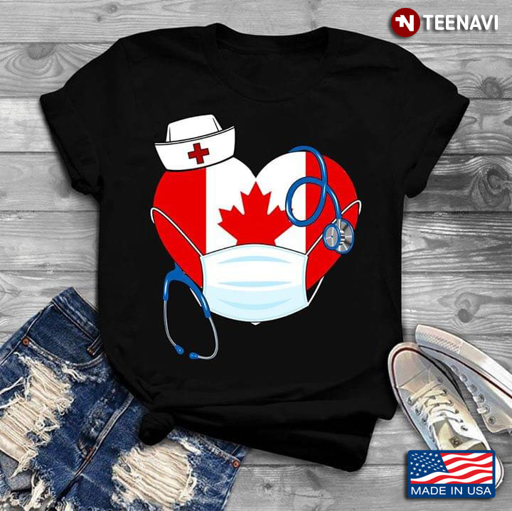 Canadian Flag Heart Face Mask Nurse Coronavirus Pandemic