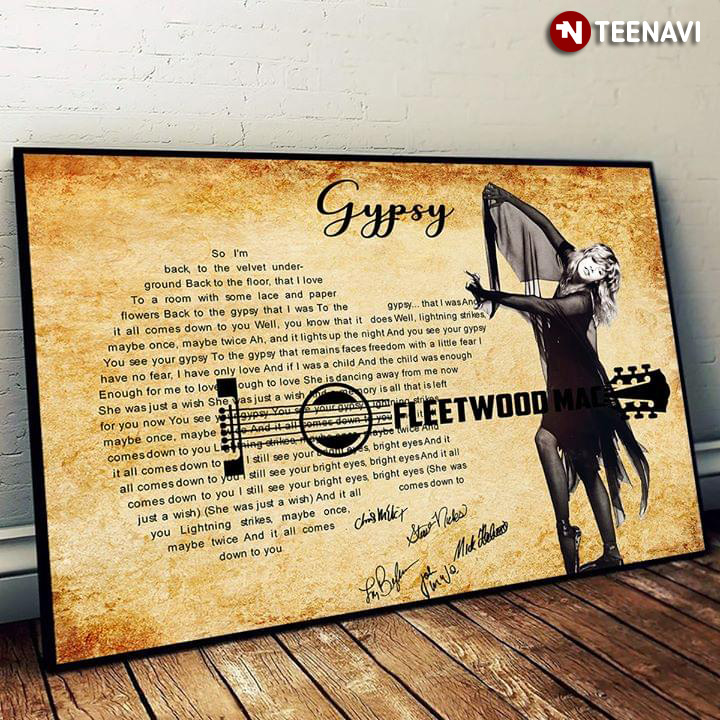 Stevie Nicks Gypsy Lyrics With Guitar Typography And Fleetwood Mac Autographs