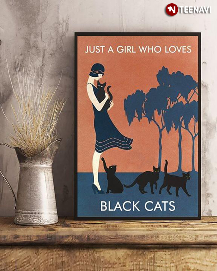 Vintage Girl Just A Girl Who Loves Black Cats