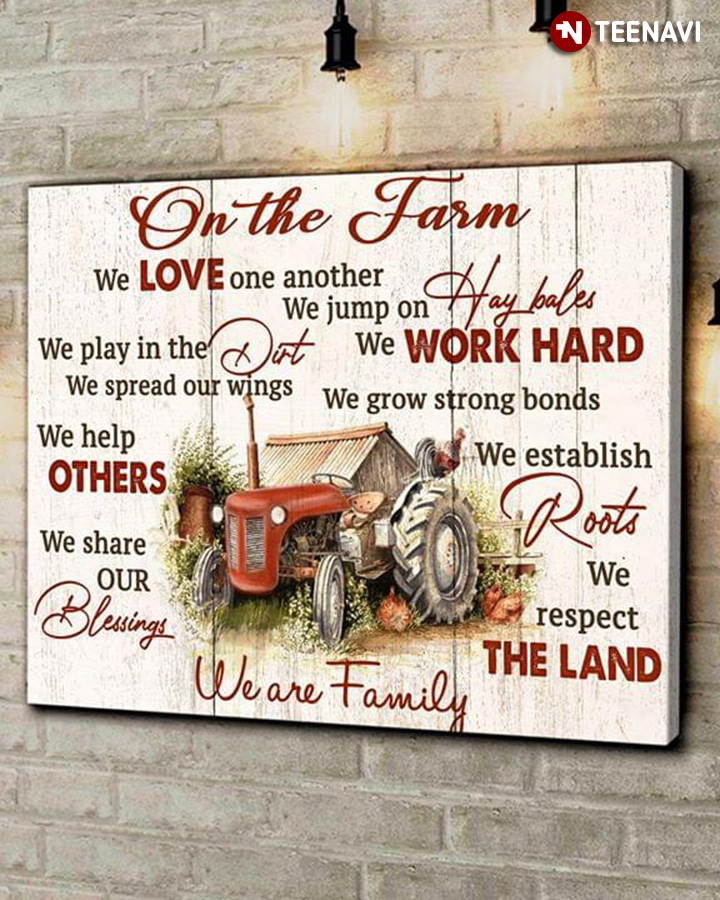 Red Tractor On The Farm We Love One Another We Jump On Hay Bales We Play In The Dirt