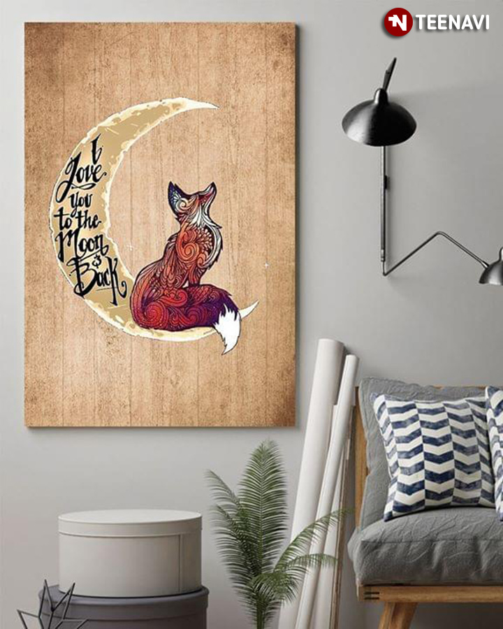 Wolf With Special Patterns Standing On The Crescent Moon I Love You To The Moon & Back