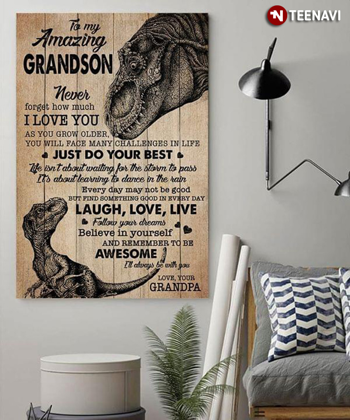 Dinosaur Grandpa & Grandson To My Amazing Grandson Never Forget How Much I Love You