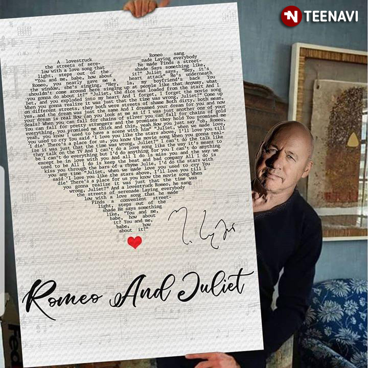 Romeo And Juliet Lyrics With Heart Typography And Mark Knopfler Signature
