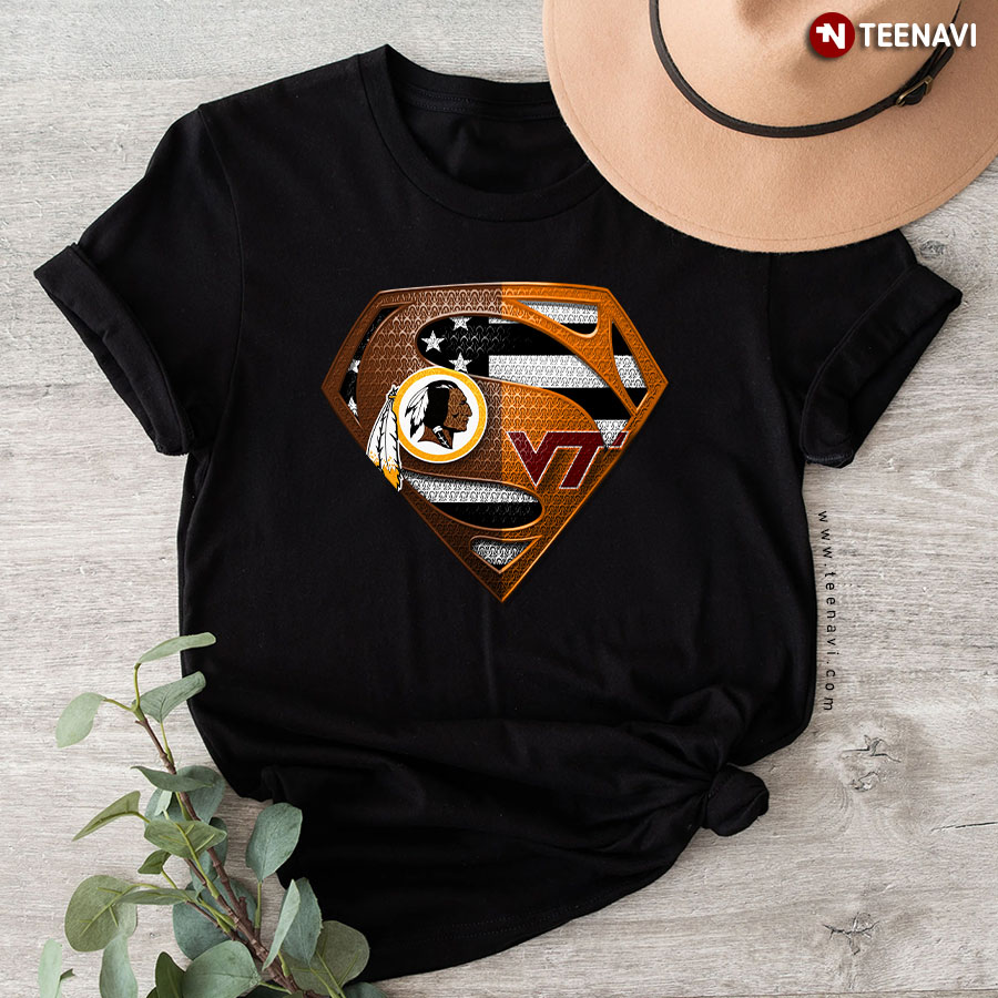 Washington Redskins And Virginia Tech Hokies Superman T-Shirt