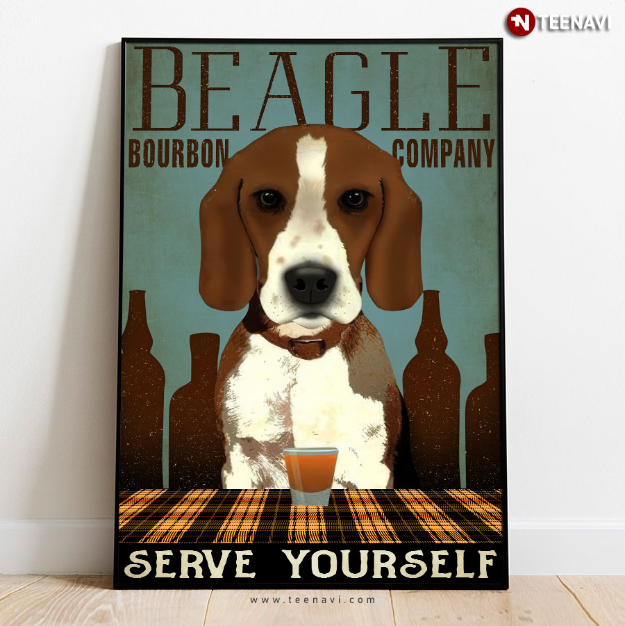 Vintage Beagle Bourbon Company Serve Yourself Poster