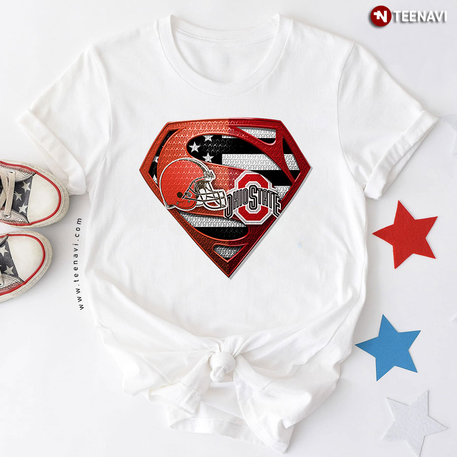 Cleveland Browns And Ohio State Buckeyes Superman T-Shirt